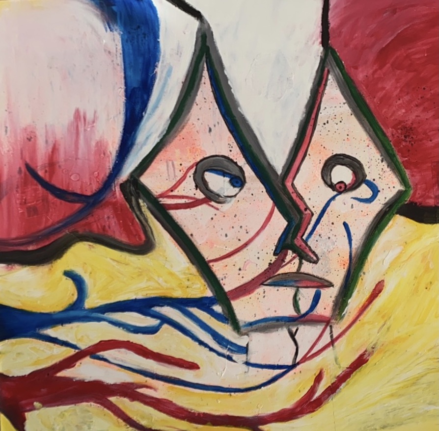 Perfect couple, abstract cubism artwork, orphism.